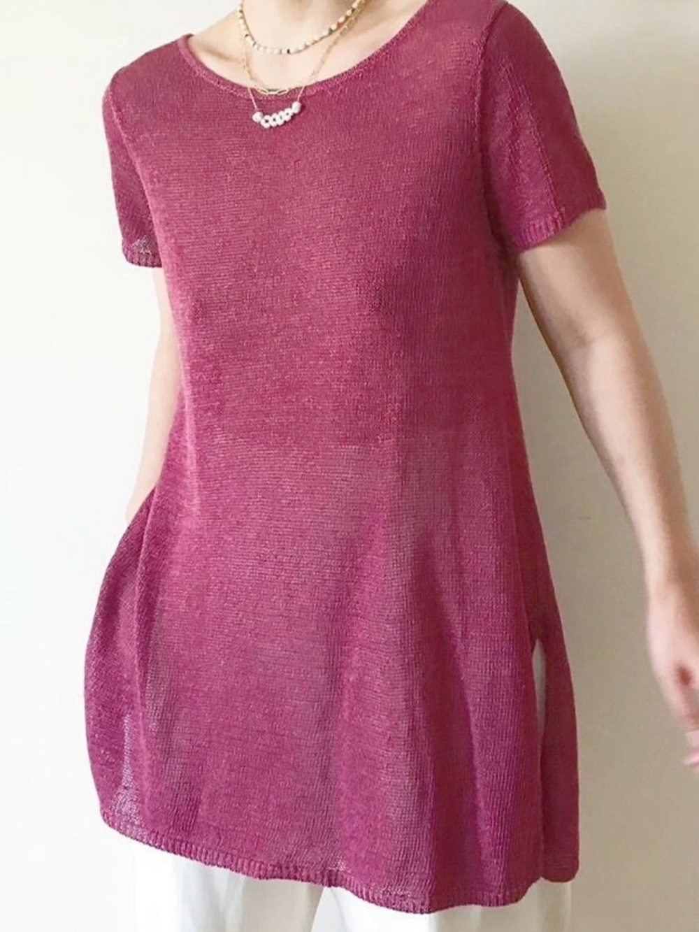 EILEEN FISHER Organic Sheer Linen Knit Tunic